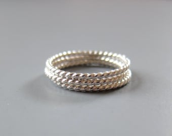 Skinny Stacking Ring Sterling Silver Twisted Rope Wire Custom Sized