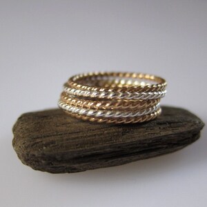 Gold Tone Skinny Stackable Stacking Rings Goldfilled Twisted Wire Urban Chic Modern Sleek Boho Stylish Made to Order made in USA image 5