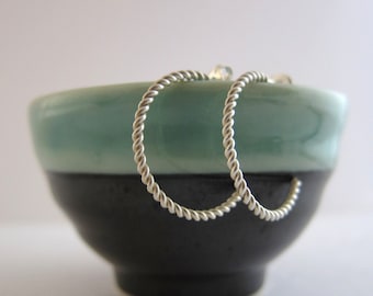 Sterling Silver Classic Twisted Wire Elegant Open Hoop Earrings custom order size, for wedding, her, mother, mother in law, sisters, BBF