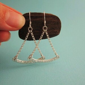 Geometric Triangle Architecture Hammered Scale Chain Link Dangle Earrings Dynamic Energy Balance Urban Chic Balance Sterling Silver image 4