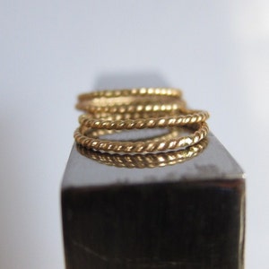 Gold Tone Skinny Stackable Stacking Rings Goldfilled Twisted Wire Urban Chic Modern Sleek Boho Stylish Made to Order made in USA image 2