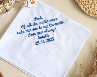 Pañuelo de boda bordado personalizado — Regalo de la hija para el padre de la novia, pañuelo de boda personalizado para papá