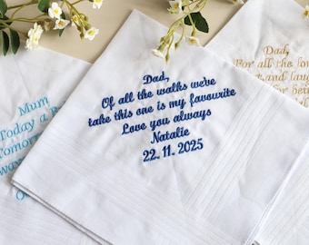 Pañuelo bordado personalizado – Regalo de la hija al padre de la novia, pañuelo de boda personalizado para papá