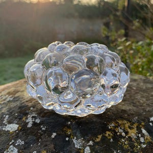 Orrefors of Sweden Raspberry Glass Tea light Anne Nilsson Design Swedish Art Glass