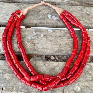 Red Glass Nepalese Necklace: Vintage Ethnic Statement Jewellery