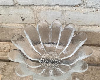 vintage Darlington Crystal art glass  Bowl 8” Daisy Design Frank Thrower 1970s