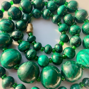 Vintage Malachite Graduated Beaded Necklace