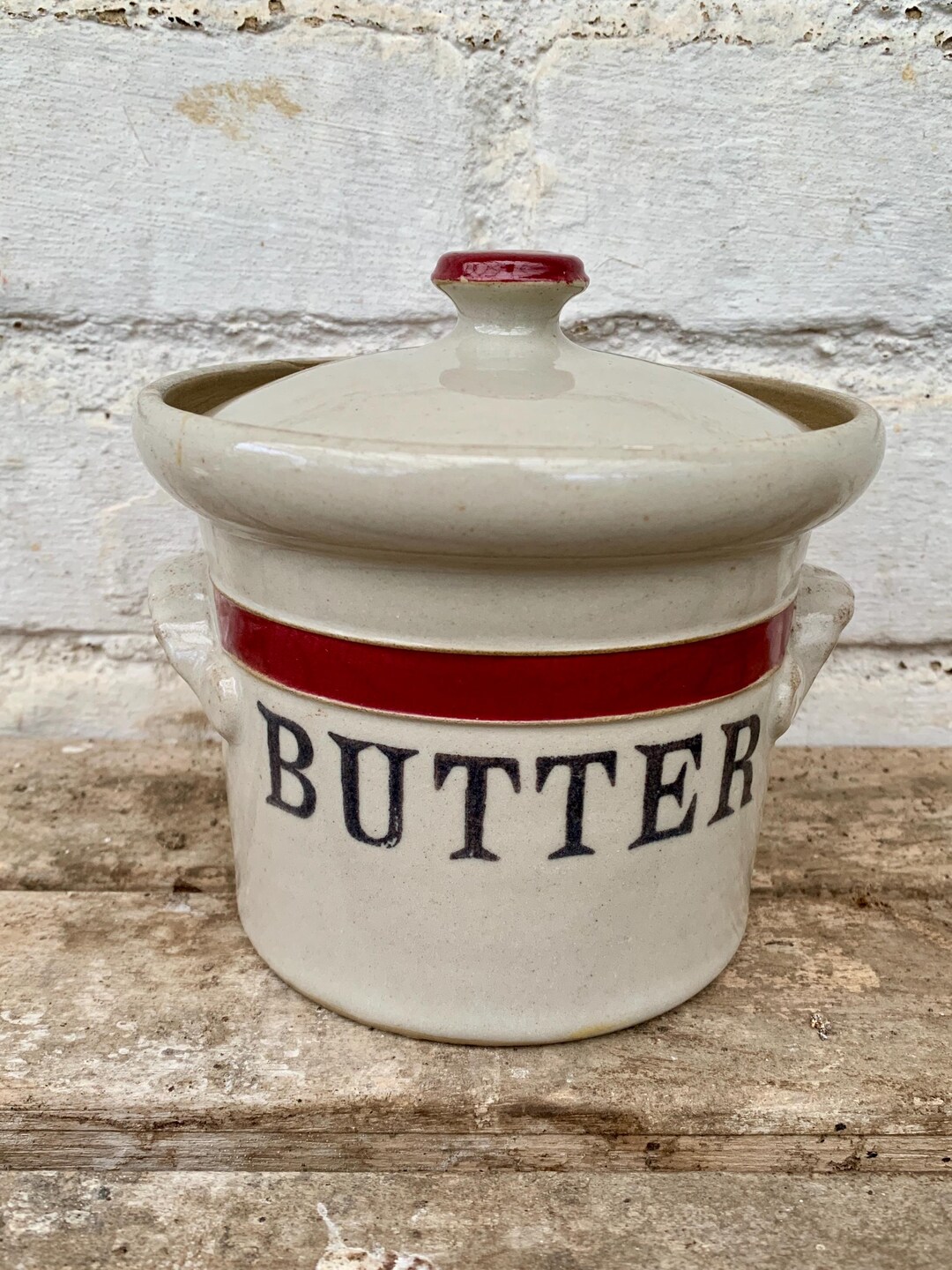 Mid 20th Century Stoneware Butter Pot 1 Pint, Made in London Stamped to ...