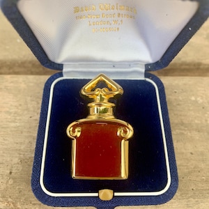 Guerlain Paris vintage perfume bottle gold plated broach