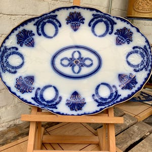 Antique Blue and White Large Platter Wood & Son England