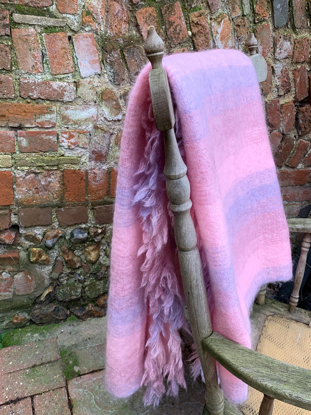 Avoca Made in Ireland Vintage Pink Mohair Large Blanket 60” X 60