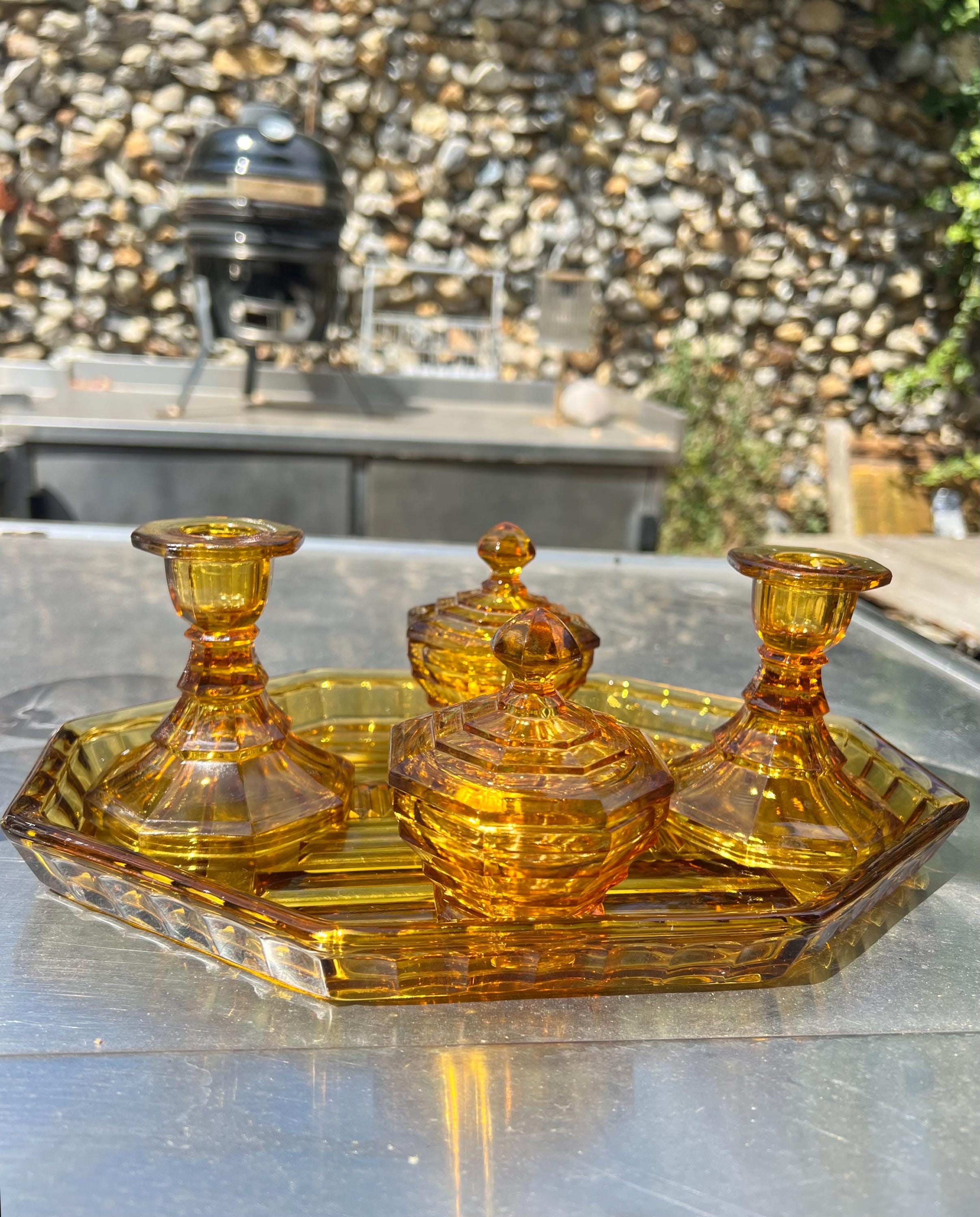 Vintage Glass Dressing Table Sets - Etsy
