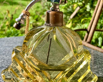 Art Deco Citrine Coloured Crystal Perfume Bottle
