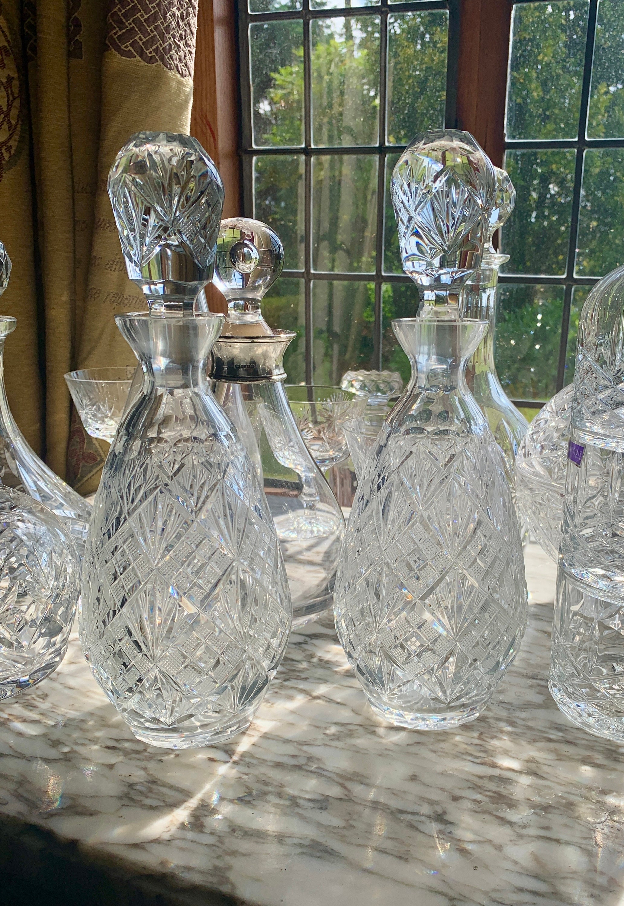 Lead Crystal Decanters Cut Glass Matched Pair - Etsy