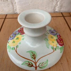Engelsk ljusstake handmålad Radford Pottery MCM Cottage Chic.
