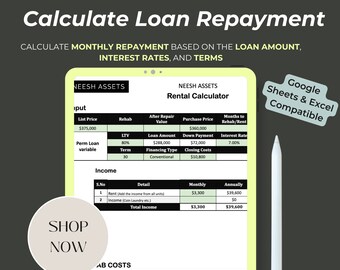 Real Estate Deal Analyzer | Rental Analysis Calculator and Property Tracker Checklist For Multifamily & Single-Family Investments