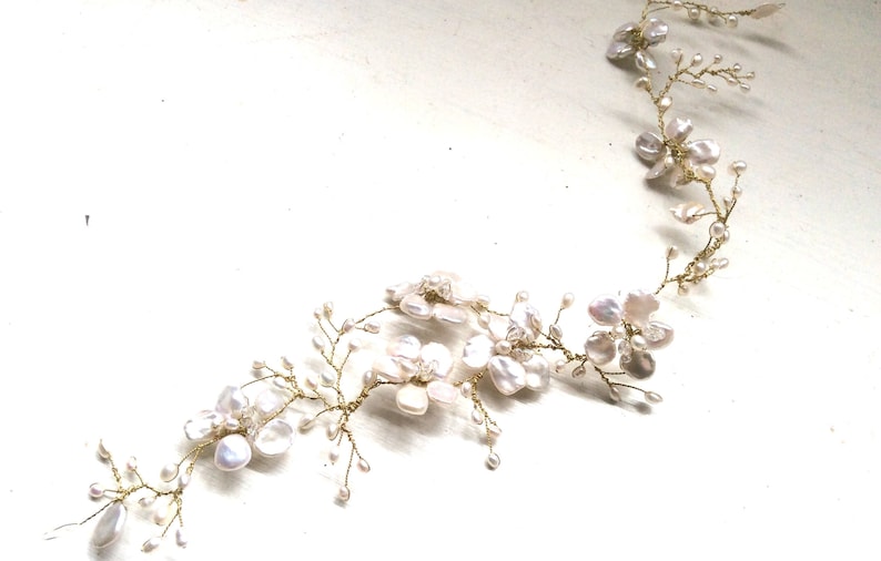 Bridal Hair Accessories, Wedding Hair Accessories, bridal headpiece, pearl, Hair vine, Wedding jewellery image 3