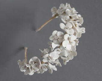 Verona hairband, handmade clay ivory bridal hairband