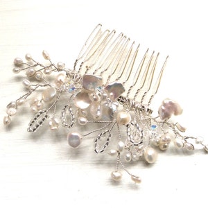 Bridal hair accessories, hairpiece, wedding comb, bridal comb, handmade freshwater pearl swarovski crystal