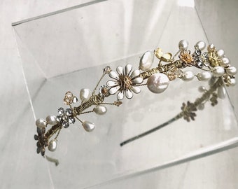 Floral silver/gold bridal/ proms hairband