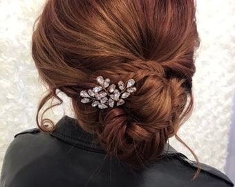 Bridal hair accessories, bridal comb, wedding hair accessories, wedding comb, rose gold, crystal, handmade, made in uk