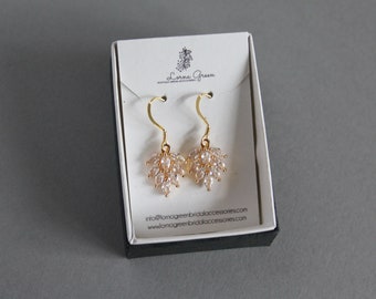 Rose Gold crystal vermeil earrings for special occasions, weddings