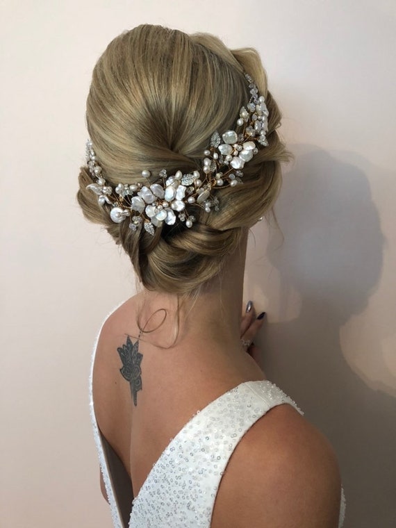 Bridal hair accessories wedding hair accessories rose gold hair vine handmade floral winter weddings hairpiece