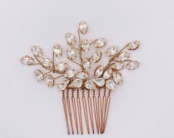 Bridal hair accessories, bridal comb, wedding hair accessories, wedding comb, rose gold, crystal, handmade, made in uk