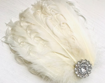 New handmade 1920s inspired ivory feather fascinator