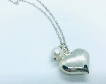 Christmas gift, ladies gift, Necklace, jewellery, jewelry, silver heart, silver chain, Bridesmaids present, Xmas presents
