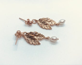 Rose gold leaf earrings