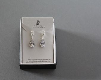 Bridal earrings, bridal jewellery, sterling silver crystal earrings