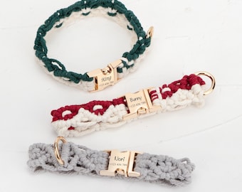 Collar trenzado personalizado para mascotas, collar de cuerda hecho a mano para perros, nombre y número de teléfono grabados a medida, collar para gatos, hebilla de seguridad, regalo para mascotas.