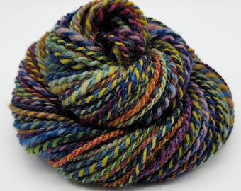 Handspun Yarn – Hand Dyed Superwash BFL Wool – 2 Ply Mini Skein Sport Weight Yarn – Rainbow – 50 Yards (HS25)