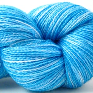Hand Dyed Yarn – Superwash BFL Wool Silk Lace Yarn – Sky Blue Semi Solid - 875 Yard – Lace Weight Yarn (HD60)