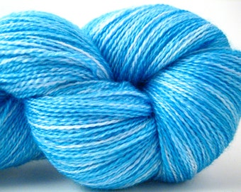 Hand Dyed Yarn – Superwash BFL Wool Silk Lace Yarn – Sky Blue Semi Solid - 875 Yard – Lace Weight Yarn (HD60)