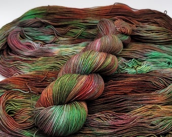 Hand Dyed BFL Superwash Wool Sock Yarn with Nylon for Extra Soft and Durable Socks - "Sunday Gulch" (HD88)