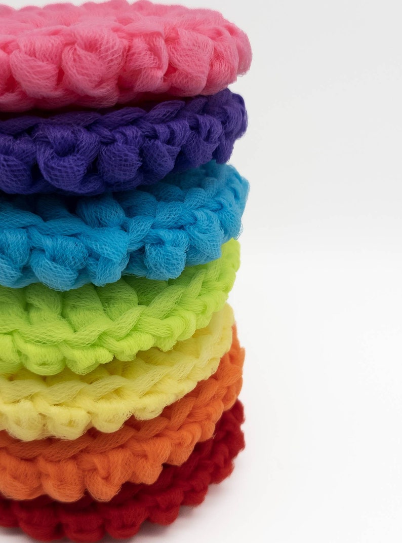 Handmade Crocheted Tulle Dish Scrubber Double-Sided Design Rainbow Colors Kitchen and Household Cleaning Tool image 2