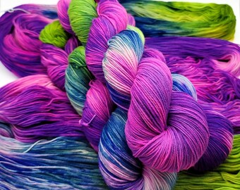 Hand Dyed Merino Superwash Wool Sock Yarn with Nylon for Extra Soft and Durable Socks