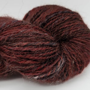 Handspun Yarn Hand Dyed Alpaca & Merino Wool 2 Ply DK Weight Yarn Grey and Red 185 Yards HS5 image 2