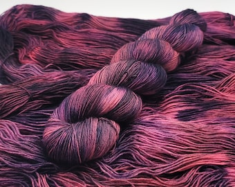 Hand Dyed BFL Superwash Wool Sock Yarn with Nylon for Extra Soft and Durable Socks - "Twilight Berry" (HD85)