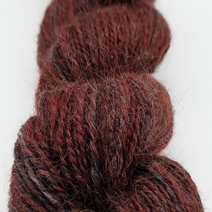 Handspun Yarn Hand Dyed Alpaca & Merino Wool 2 Ply DK Weight Yarn Grey and Red 185 Yards HS5 image 5
