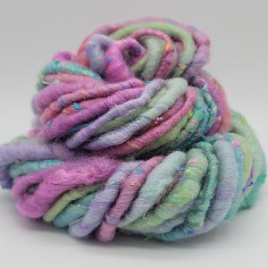 Fil artistique filé main corespun - couleurs pastel de licorne, laine jumbo (HSS009)
