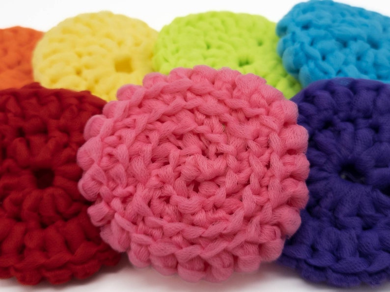 Handmade Crocheted Tulle Dish Scrubber Double-Sided Design Rainbow Colors Kitchen and Household Cleaning Tool image 3
