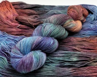 Hand Dyed BFL Superwash Wool Sock Yarn with Nylon for Extra Soft and Durable Socks - "Enchanting Tapestry" (HD84)