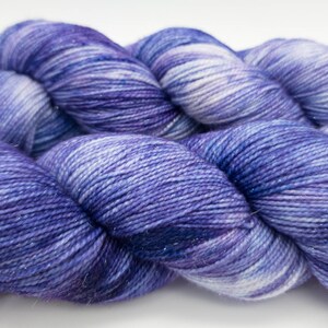 Hand Dyed Yarn Superwash Merino Sparkle Wool Nylon Sock Yarn 438 Yards Fingering Weight Yarn HD29 image 4