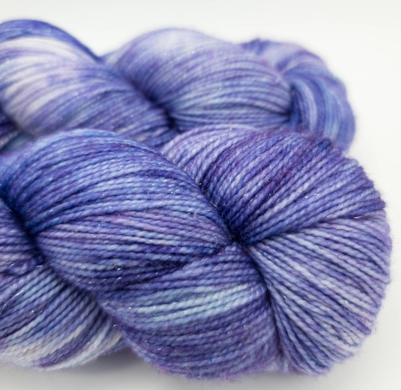 Hand Dyed Yarn Superwash Merino Sparkle Wool Nylon Sock Yarn 438 Yards Fingering Weight Yarn HD29 image 1