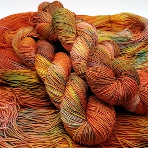Hand Dyed Merino Superwash Wool Sock Yarn with Nylon for Extra Soft and Durable Socks - &quot;Golden Harvest&quot; (HD63)