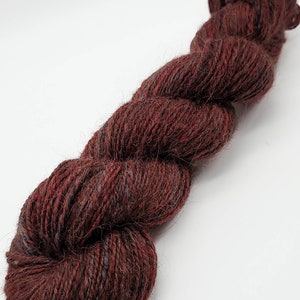 Handspun Yarn Hand Dyed Alpaca & Merino Wool 2 Ply DK Weight Yarn Grey and Red 185 Yards HS5 image 4