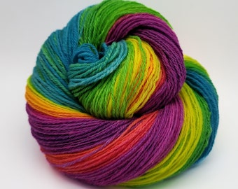 Handspun Merino Wool 3 Ply Yarn - Fingering/Sock Weight - 420 Yards - Chromatic Cascade (HS54)